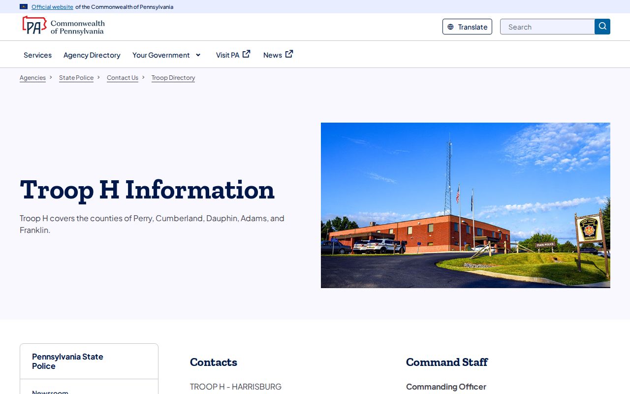 Newport criminal records PSP Troop H station in Perry County