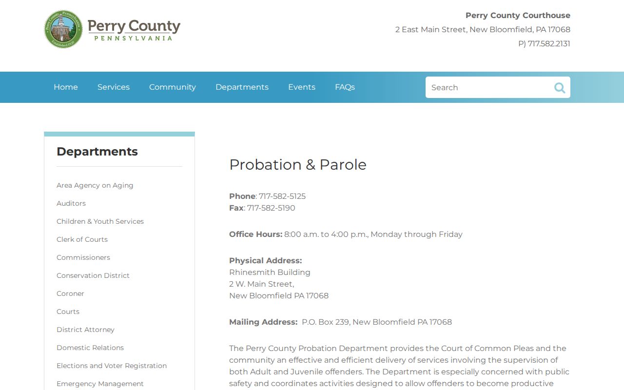 Perry County criminal record supervision office information