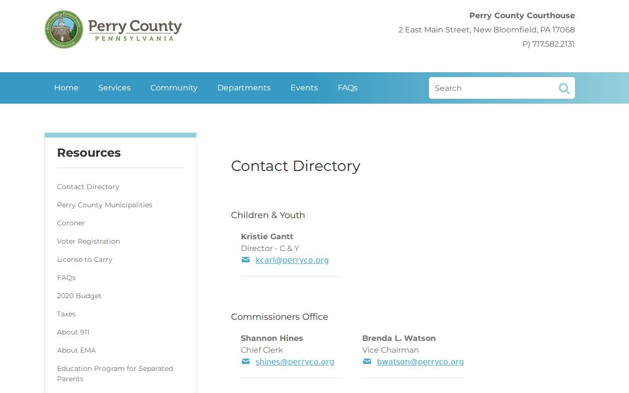 Perry County criminal records contact directory