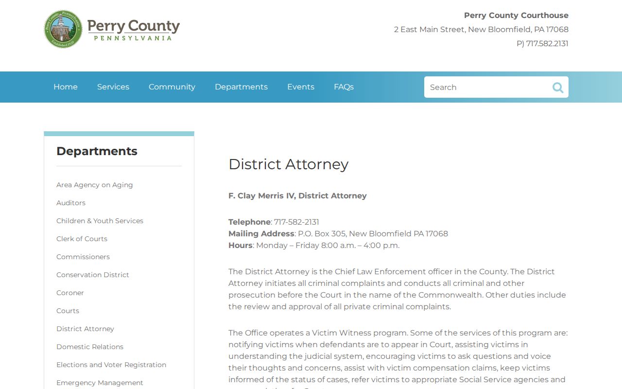 Perry County criminal record forms from the District Attorney