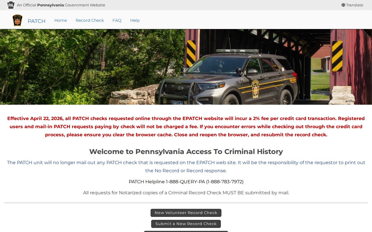 Perry County criminal history search through the official PATCH portal