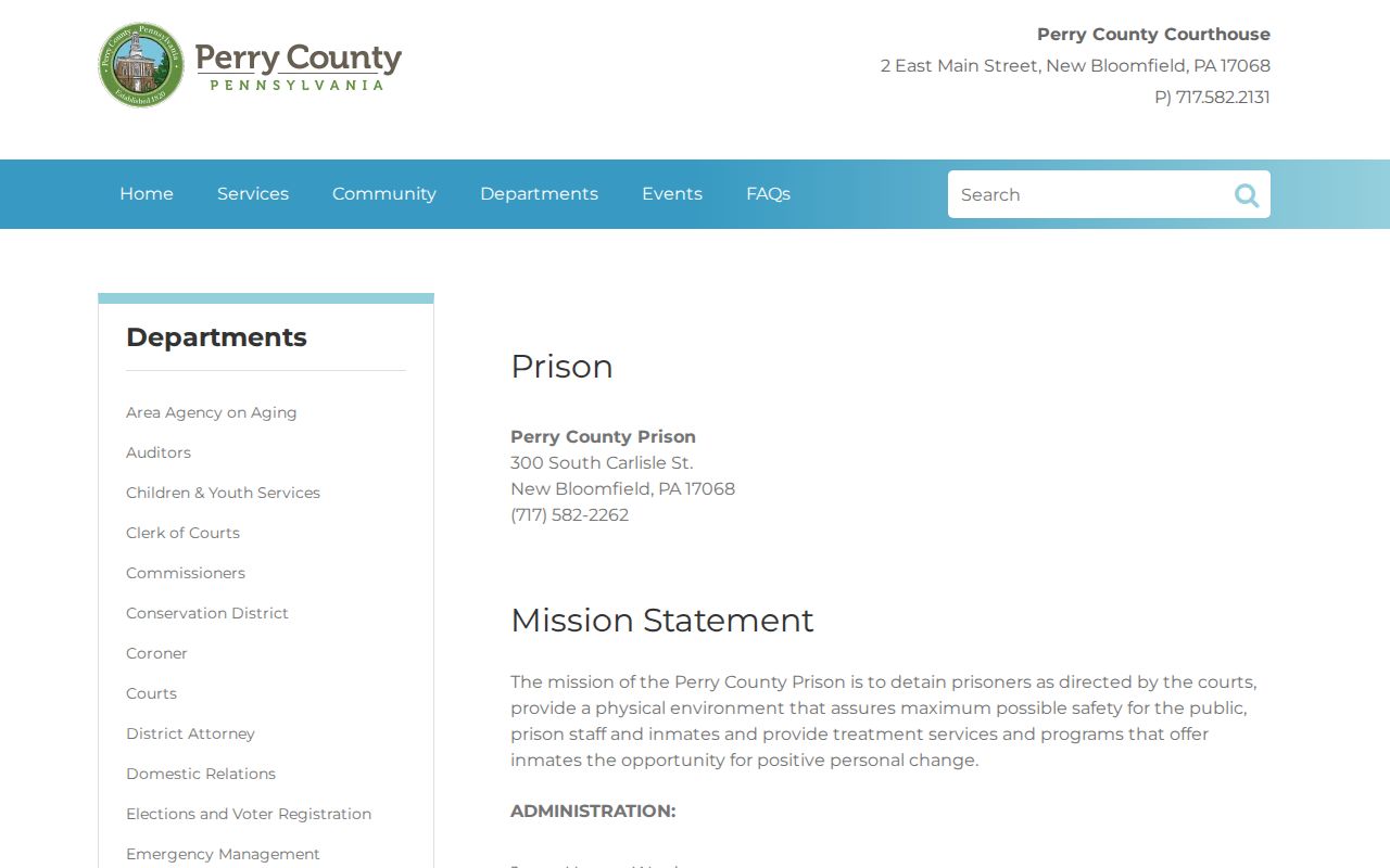 Perry County arrest and booking fallback at the county prison