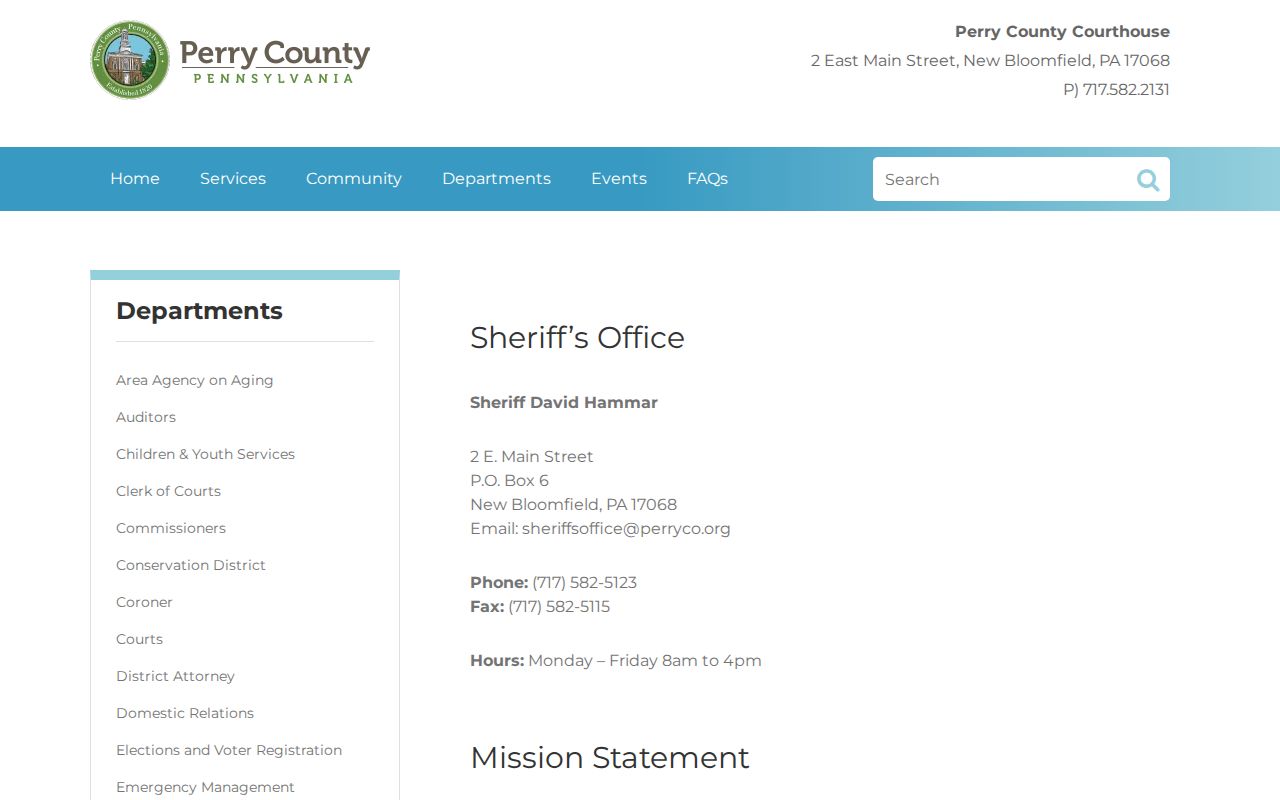 Perry County arrest support and warrant service at the Sheriff office