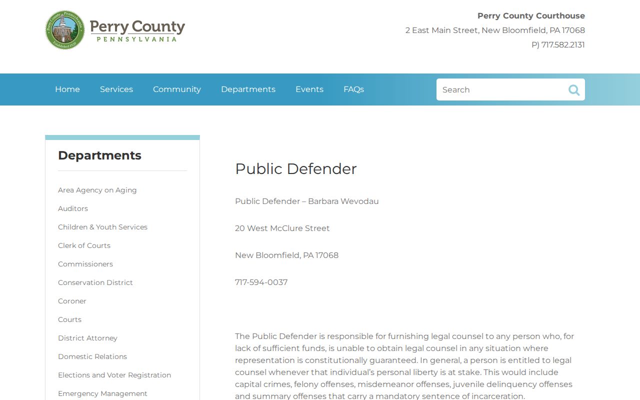 Perry County court case Public Defender information
